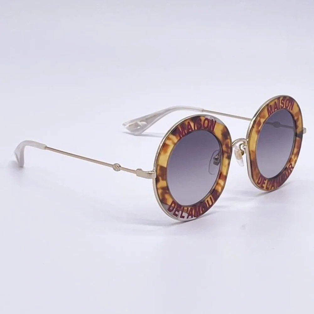 New - Gucci Brown New Gg0113s 010 Round Metal Sunglasses